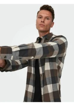 Only & Sons Onsgudmund Life Ls 3T Check Noos - Overhemd - Hot Fudge -Heren Kleding Winkel 12c32b311f2d43bd989bad50133aa34f