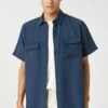 Koton Basic Classic Neck Short Sleeve Pocket Detailed - Overhemd - Marine