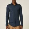 Slim Fit Hidden Button Long Sleeve - Overhemd - Navy Blue