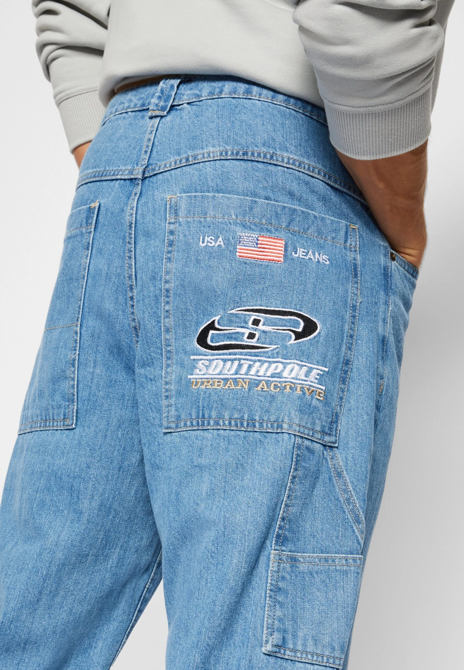 Southpole Straight Leg Jeans - Retro Mid Blue 5 Southpole Straight Leg Jeans - Retro Mid Blue - Afbeelding 5