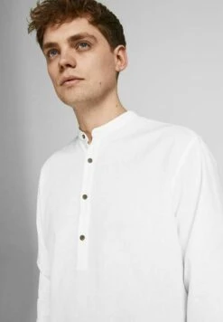 JACK&JONES Premium Jprblasummer Half Placket L/S Sn - Overhemd - White -Heren Kleding Winkel 2221340fbc164c3292b70fa3abd2aa55