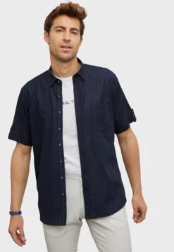 Comfort Fit Short Sleeved - Overhemd - Navy Blue