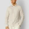Jamie Striped Ls - Overhemd - Sand Melange Ecru