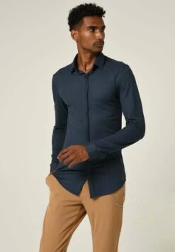 Slim Fit Hidden Button Long Sleeve - Overhemd - Navy Blue 8 Slim Fit Hidden Button Long Sleeve - Overhemd - Navy Blue -Heren Kleding Winkel 395d8aa4b4aa4bca9b93ee9022858539