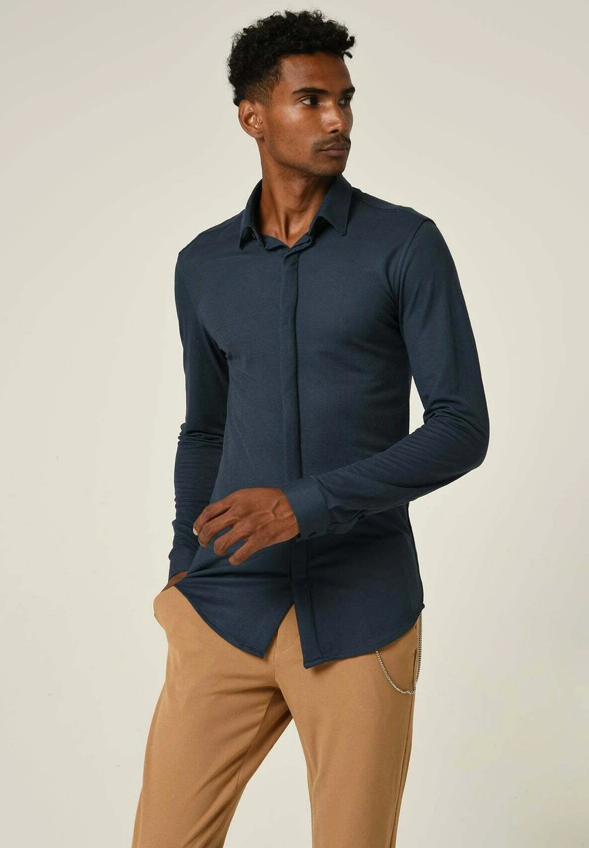 Slim Fit Hidden Button Long Sleeve - Overhemd - Navy Blue 4 Slim Fit Hidden Button Long Sleeve - Overhemd - Navy Blue - Afbeelding 4