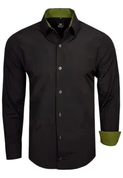 Freizeit-Hemd - Overhemd - Schwarz / Khaki