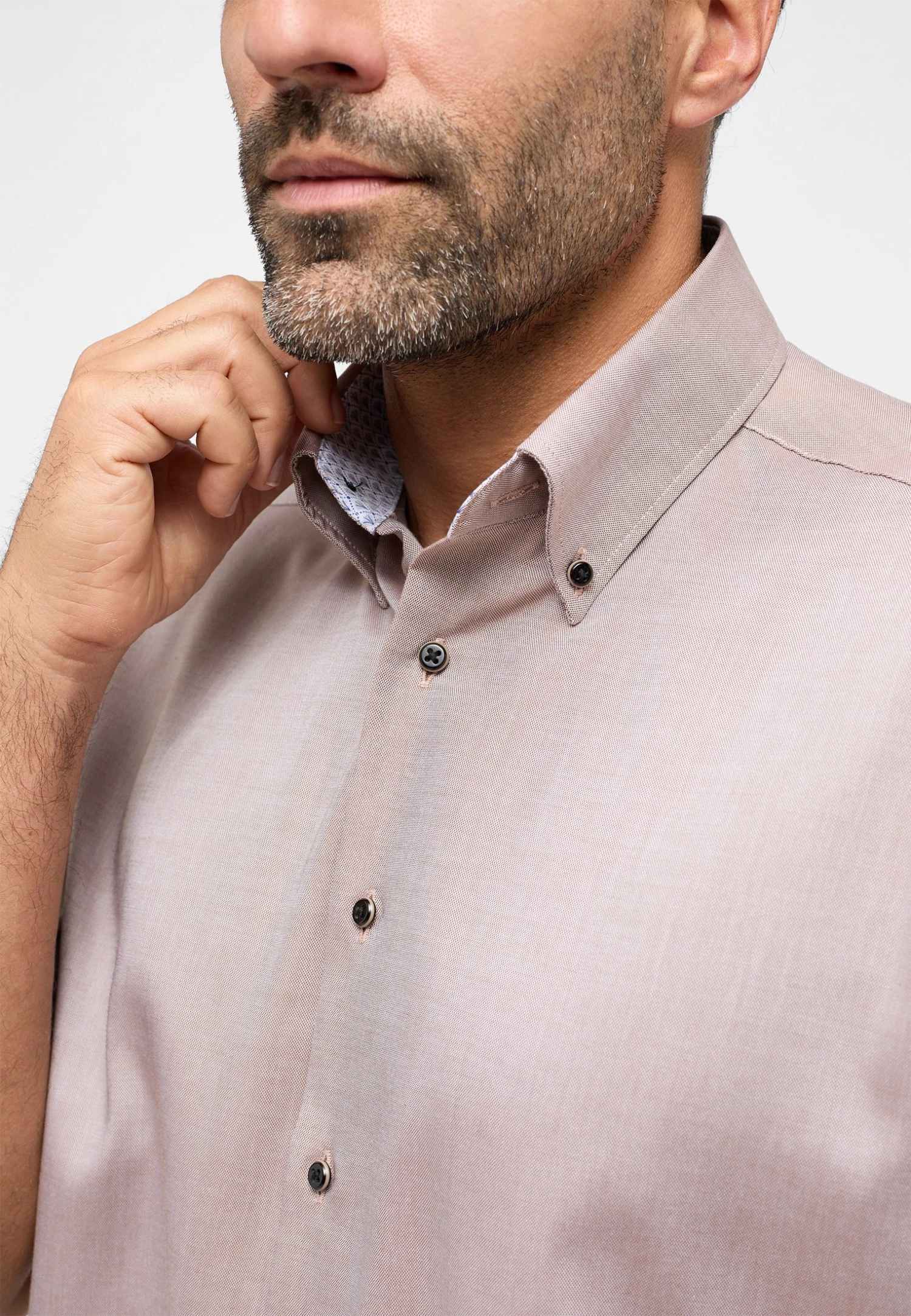 Eterna Unifarbenes Oxford Kurzarm Comfort Fit - Overhemd - Beige 3 Eterna Unifarbenes Oxford Kurzarm Comfort Fit - Overhemd - Beige - Afbeelding 3