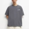 PULL & BEAR Plush - T-Shirt Basic - Blue Grey