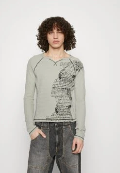 Jaded London Grey Text Print Waffle Long Sleeve - Longsleeve - Grey