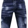 Paint Splatter Stoashed- Jeansshort - Blauw
