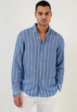 Slim Fit - Overhemd - Royal Blue/White -Heren Kleding Winkel 6a8158b05d5141578f04be6af52f055c