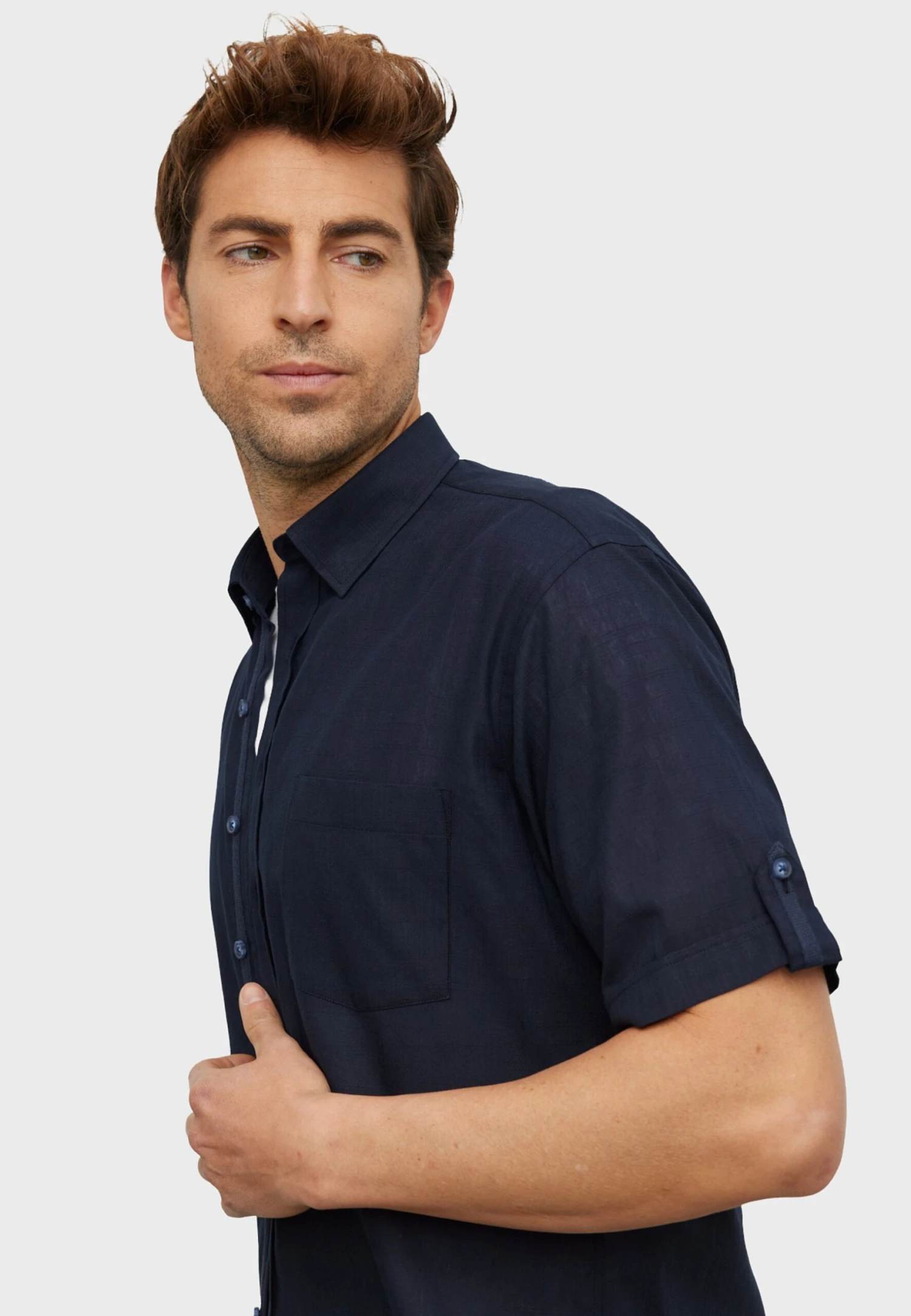 Comfort Fit Short Sleeved - Overhemd - Navy Blue 3 Comfort Fit Short Sleeved - Overhemd - Navy Blue - Afbeelding 3
