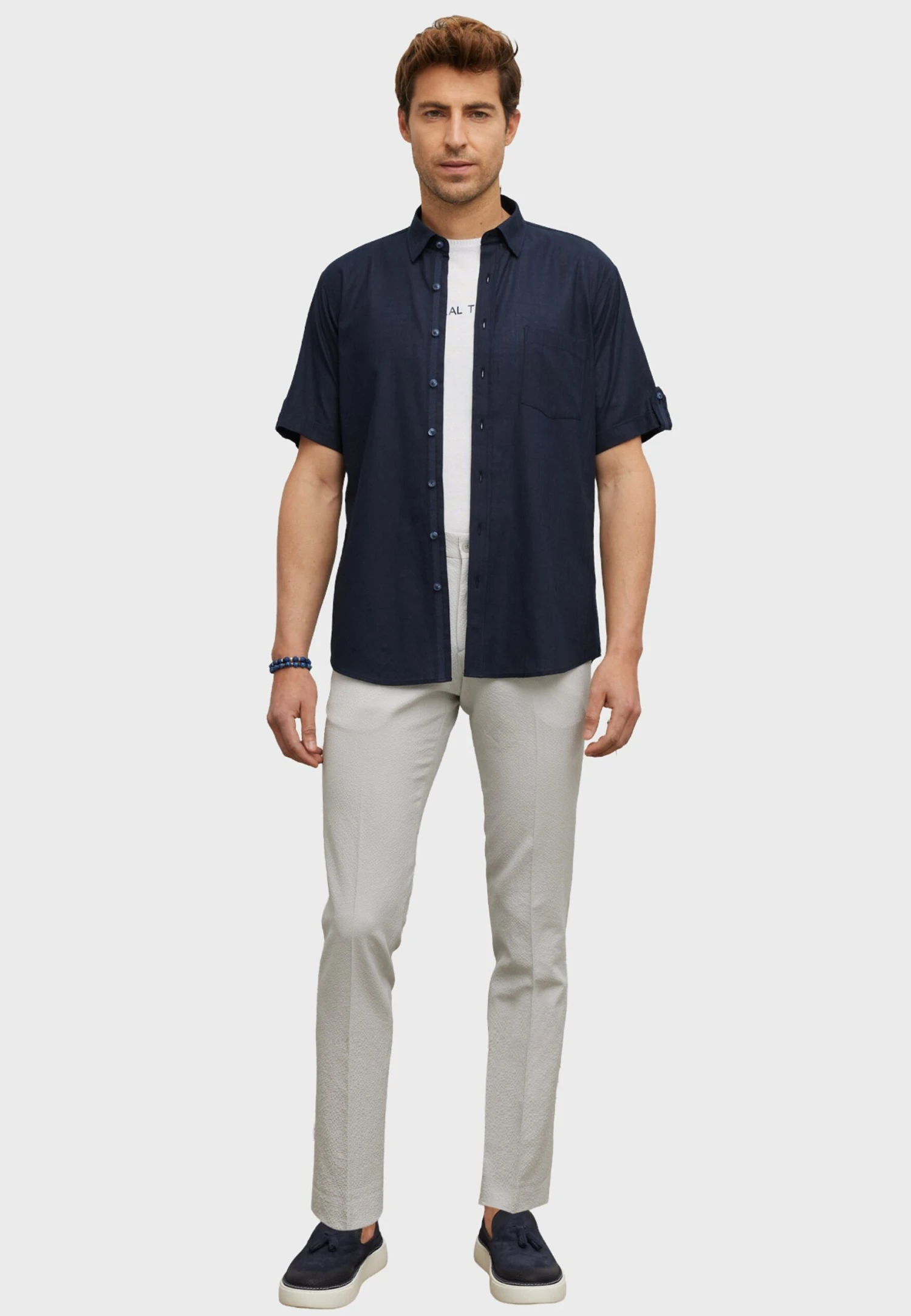 Comfort Fit Short Sleeved - Overhemd - Navy Blue 2 Comfort Fit Short Sleeved - Overhemd - Navy Blue - Afbeelding 2