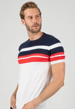 T-Shirt Print - WhiteNavy -Heren Kleding Winkel 82523f24358b40b195fe0ed89ddba867