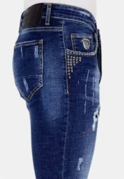 Studs - Slim Fit Jeans - Blauw -Heren Kleding Winkel 827bc0cacead4fe4ad25444522e080fa