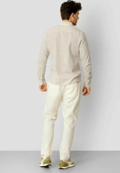 Jamie Striped Ls - Overhemd - Sand Melange Ecru -Heren Kleding Winkel 89ed215356544e4aaa8a5f6c781e92ae