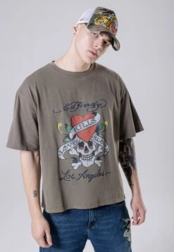Ed Hardy Love-Kills Slowly - T-Shirt Print - Washed Dusty Olive