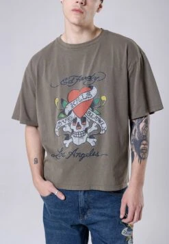 Ed Hardy Love-Kills Slowly - T-Shirt Print - Washed Dusty Olive -Heren Kleding Winkel c5099c3e2bc7430ba75041362109dff5