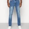 Denim Project Mr. Red Destroy - Slim Fit Jeans - Blue Denim