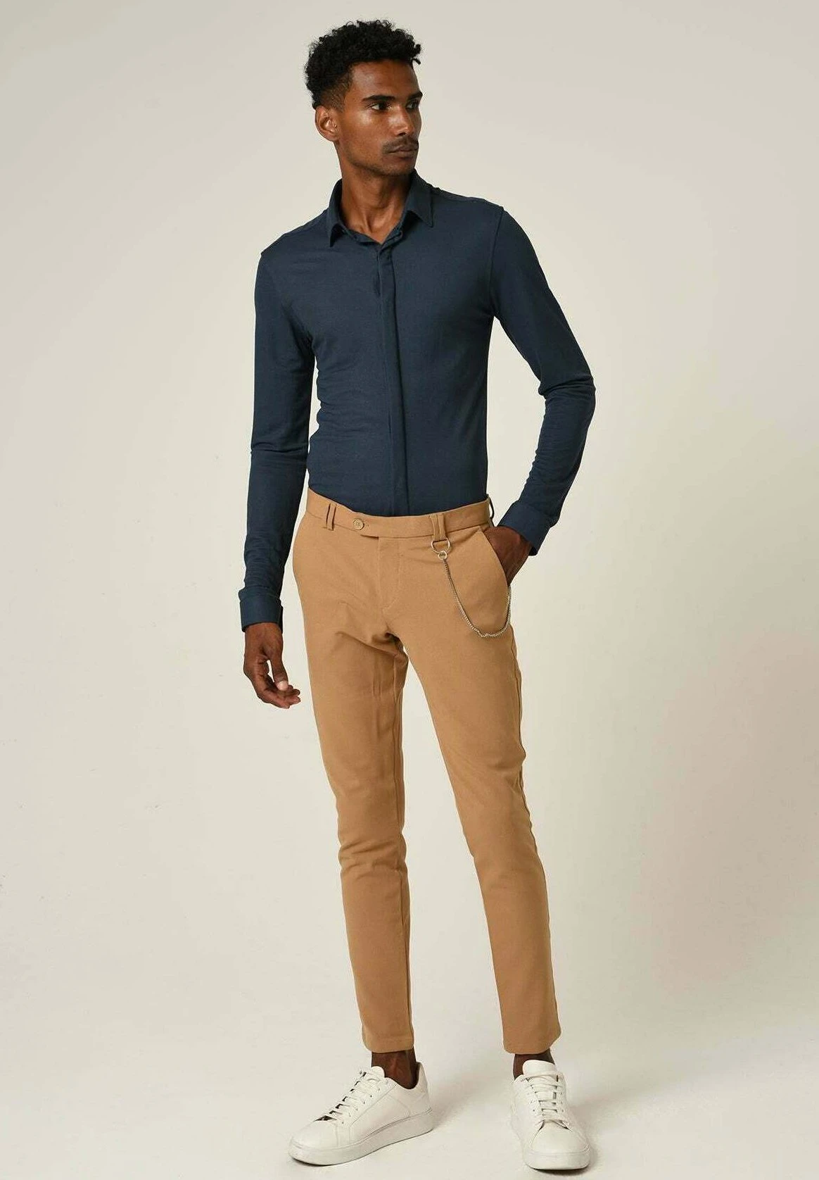 Slim Fit Hidden Button Long Sleeve - Overhemd - Navy Blue 2 Slim Fit Hidden Button Long Sleeve - Overhemd - Navy Blue - Afbeelding 2