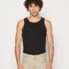 Calvin Klein Jeans Logo Tab Racer Back Tank - Top - Black