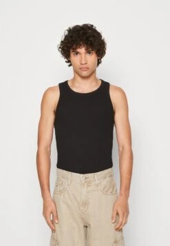 Calvin Klein Jeans Logo Tab Racer Back Tank - Top - Black