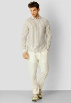 Jamie Striped Ls - Overhemd - Sand Melange Ecru -Heren Kleding Winkel e9559509dec9454492715508c90915e6