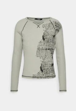 Jaded London Grey Text Print Waffle Long Sleeve - Longsleeve - Grey -Heren Kleding Winkel eee52852909545c5aeab0a08536c05ec