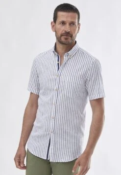Regular Fit With Stripes Print - Overhemd - Blanco