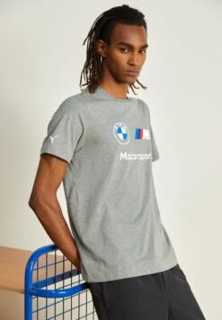 Puma Bmw Mms Ess Logo- T-Shirt Print - Medium Gray Heather