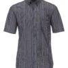 Kurzarm Gestreift Casual Fit - Overhemd - Graues Dunkelblau